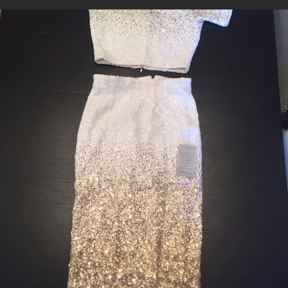 Sequin Two-Piece Ombré Midi Skirt and Crop Top - Picture 4 of 4